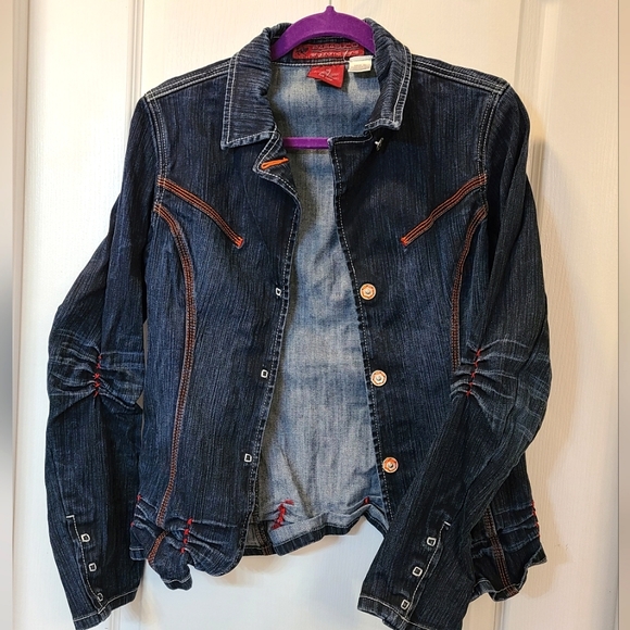Retro Vintage Dark Denim Jacket - Picture 1 of 2